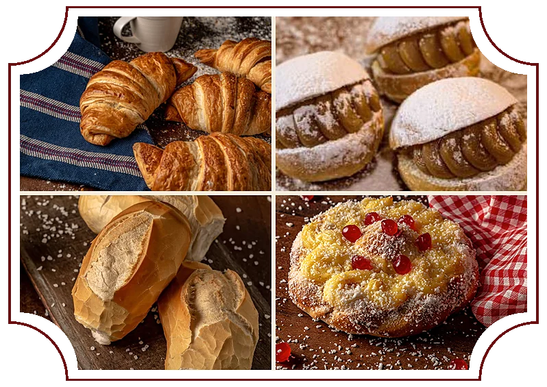 Croissant, sonho, pão francês e mini rosca Pão Nostro